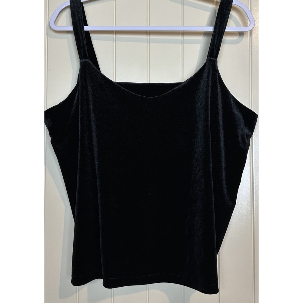 Old Navy Womens‎ Tank Top Camisole Strappy Velvet Velour black Sz L Party Goth